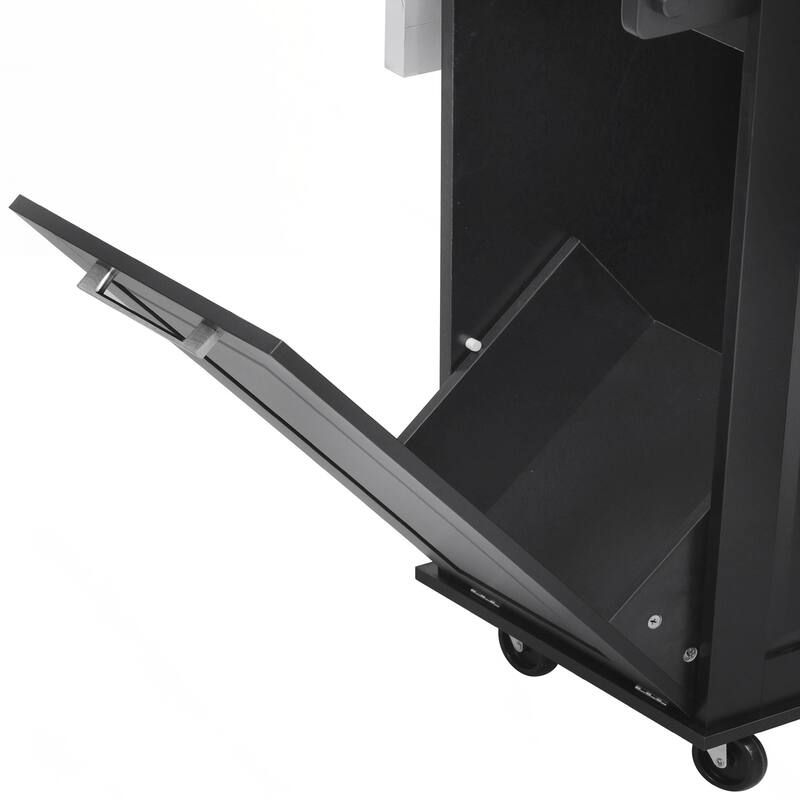 Kitchen Island with Storage Tilt Trash Can Cabinet and Pull Out Cabinet Organizer - Black