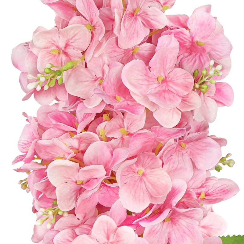 Set of 2 Deluxe Pink Artificial Cone Hydrangea Flower Stem Spray 34in - 35" L x 5" W x 5" DP