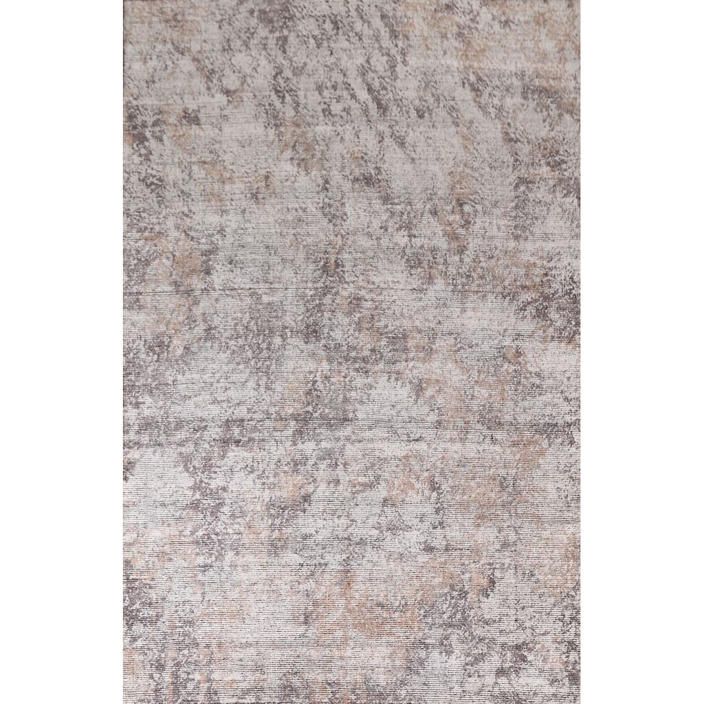 Beige Modern Abstract Area Rug Hand-Knotted Wool Carpet - 6'5"x 9'6"