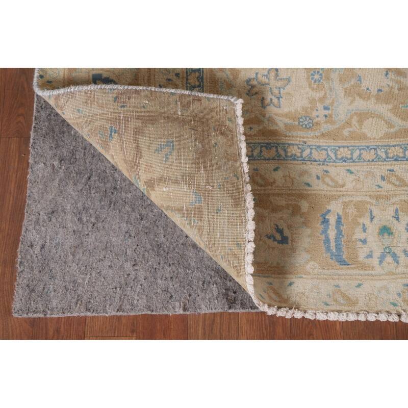 Hand Knotted Oriental 100% Wool Carpet Traditional Floral Brown Mashad Area Rug - 9' 0'' X 6' 0''