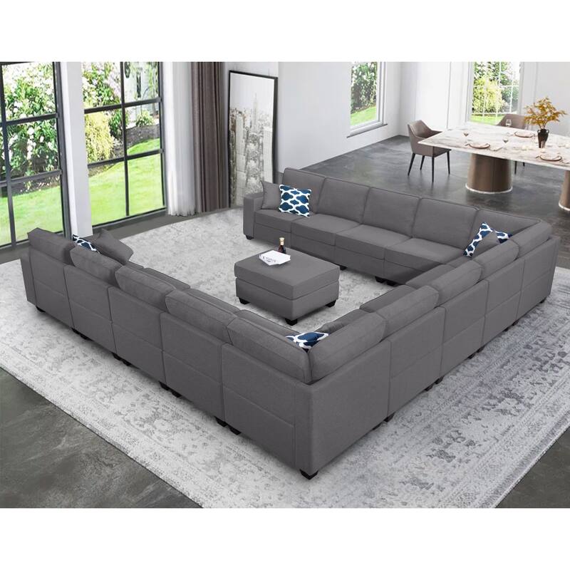 Flexible Combination Module Reversible Sectional Sofa with Ottoman