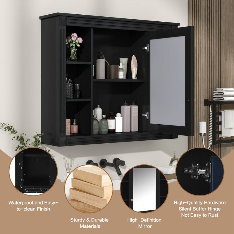 36'' Bathroom Vanity with Top Sink, Freestanding Vanity Set with Mirror Cabinet