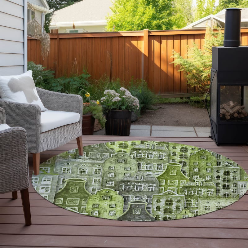 Machine Washable Indoor/ Outdoor Chantille Modern City Rug