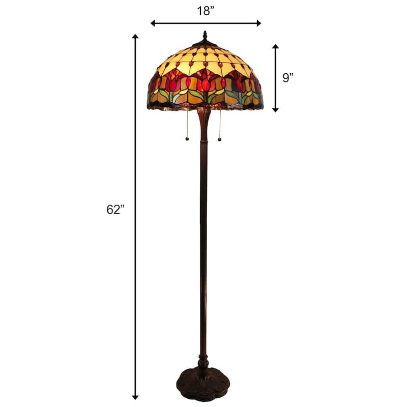 Tiffany Style Floor Lamp 62" Tall Stained Glass Tulip Amora Amora Lighting