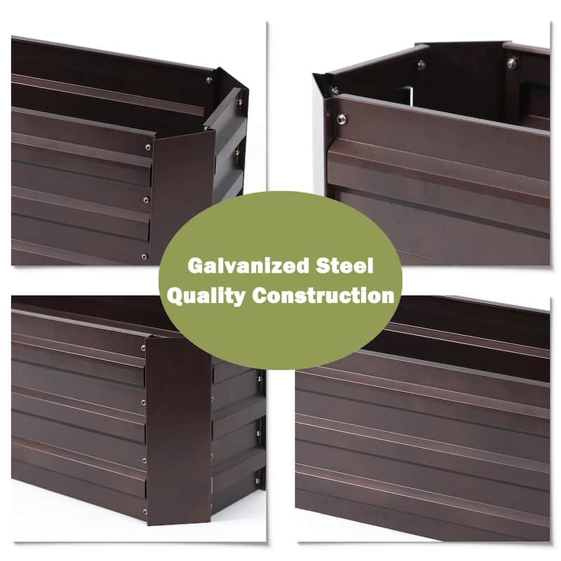 Brown Metal Rectangular Garden Bed Planter - 32" W x 11.8" D x 11.8" H