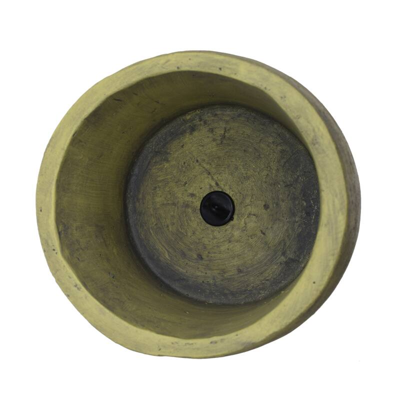 Outdoor stone statue planter with drainage hole, suitable for garden and patio.