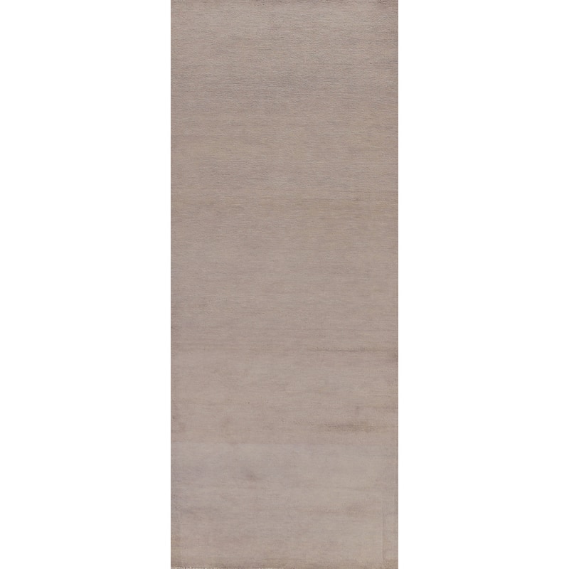 Hand Knotted Oriental 100% Wool Carpet Modern Solid Greys & Charcoal Gabbeh Runner Rug - 10' 0'' X 3' 0''