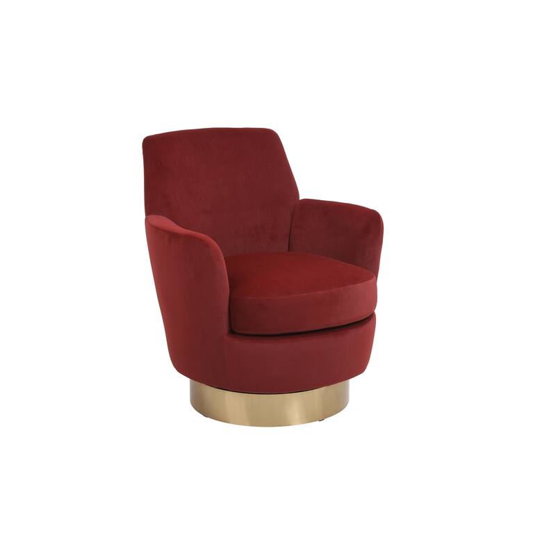 Velvet Swivel Barrel Chair, Swivel Accent Chairs Armchair w/ Gold Stainless Steel Base, Comfy Reading Chair Round Barrel Chairs