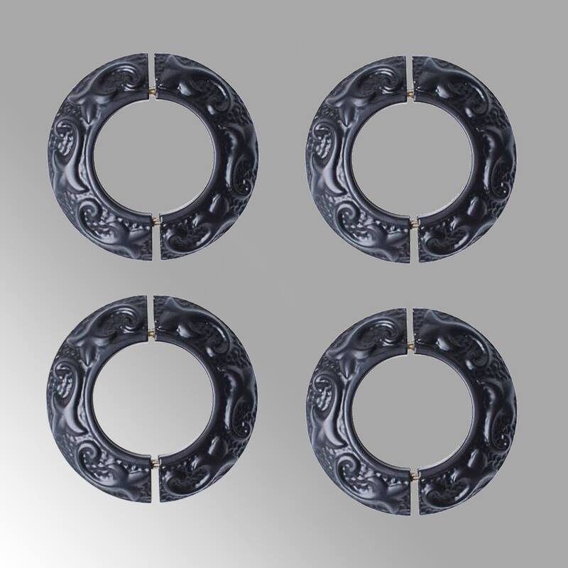 Black Aluminum Radiator Flanges Escutcheon Ring Plate 1.5 ID 3 1/4 OD IPS Rust Resistant (Set of 4) Renovators Supply
