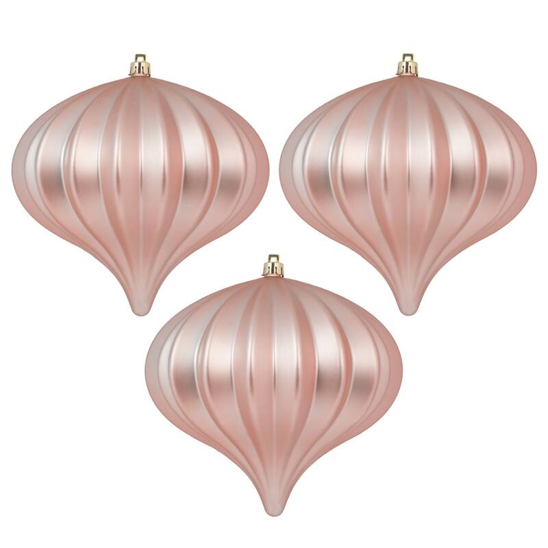 Vickerman 5.7" X 5.5" Rose Gold Onion Christmas Ornament, UV treated, Set of 3
