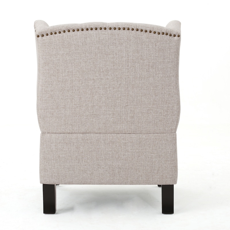 Roomfitters Tufted Wingback Accent Chair, Upholstered Armchair with Nailhead Trim and Solid Wood Legs