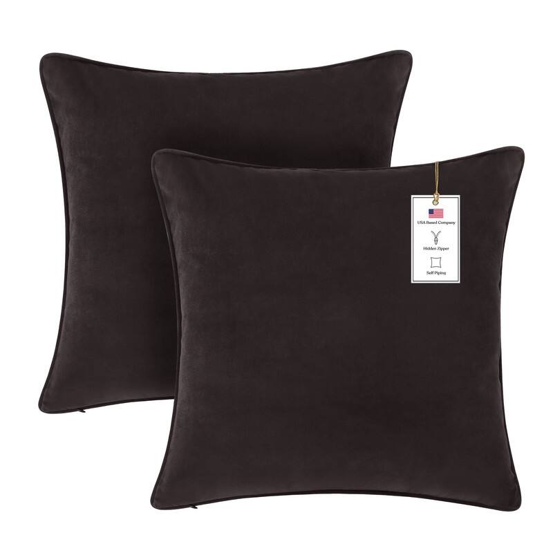 A1HC Set of 2 Luxurious Fine Soft Velvet Throw Pillow Covers Only, For Sofas, Beds, Vibrant Colors and Hidden Zipper - 22x22 Inches (Pack of 2) - Iron Grey