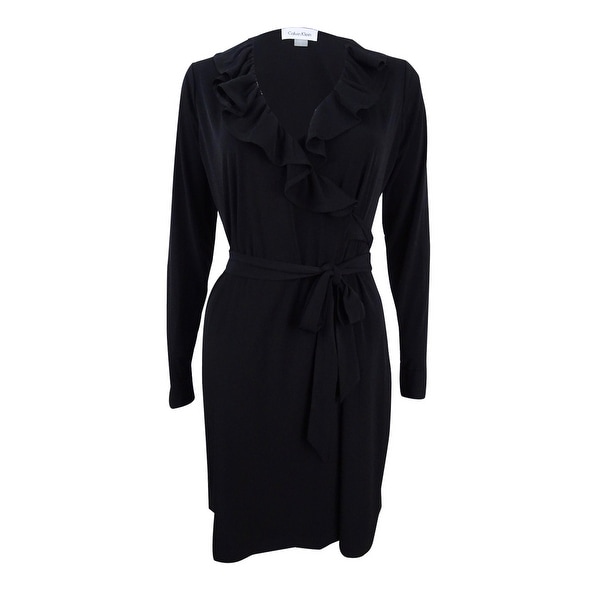 calvin klein black wrap dress