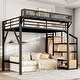 preview thumbnail 6 of 17, Metal Loft Bed with Storage Stairs, Shelves and Built-in Wardrobe
