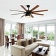 preview thumbnail 28 of 42, 52/66-In Farmhouse Style Industrial Windmill Large Ceiling Fan with Light and Remote 52in with metal shade - Black with Brown Blades