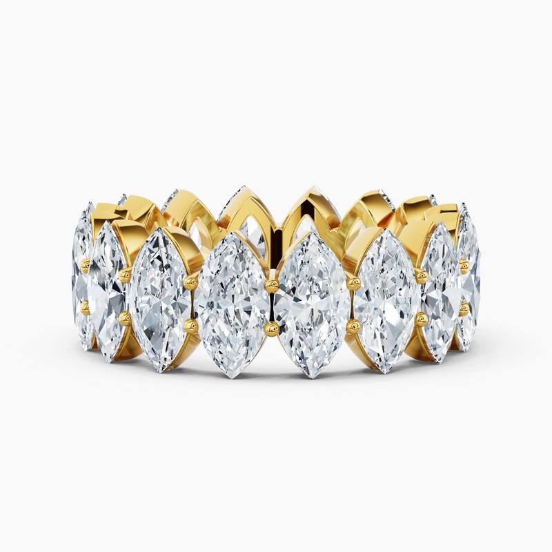 Auriya 14k Gold Marquise North-South Lab Grown Diamond Eternity Band 2.70 - 10.50 ct. tw. (F-G, VS) - 8.00 ct. wt. - 9 - Yellow