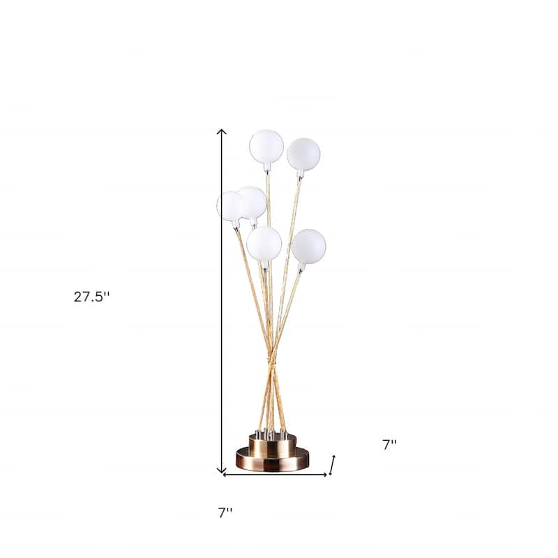 Clear Metal Globe Table Lamp with 6 Frosted Acrylic Shades - 7” x 7” x 27.5” (D x W x H)