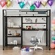 preview thumbnail 10 of 16, Modern Twin Size Loft Bed With Desk And Whiteboard And 3 Shelves And Ladder for Bedroom Black