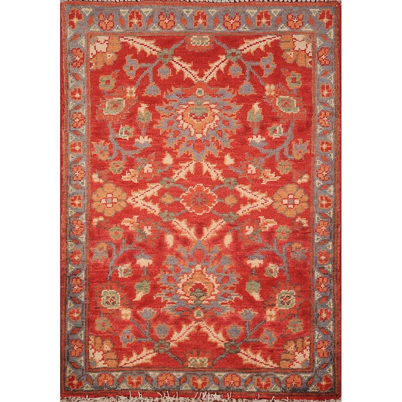 Floral Kazak Oriental Foyer Rug Hand-Knotted Traditional Wool Carpet - 2'0" x 3'0"