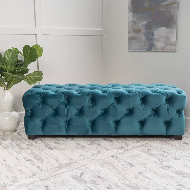 Indoor Stools Ottoman, Velvet Upholstered Seat Entryway Footrest