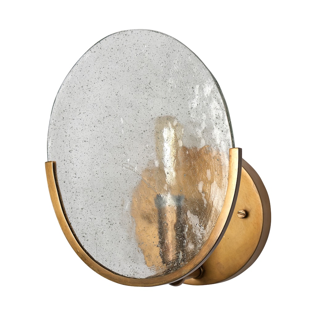 Rubeus I Brass Toned Metal w/ Frosted Glass Circular Wall Sconce