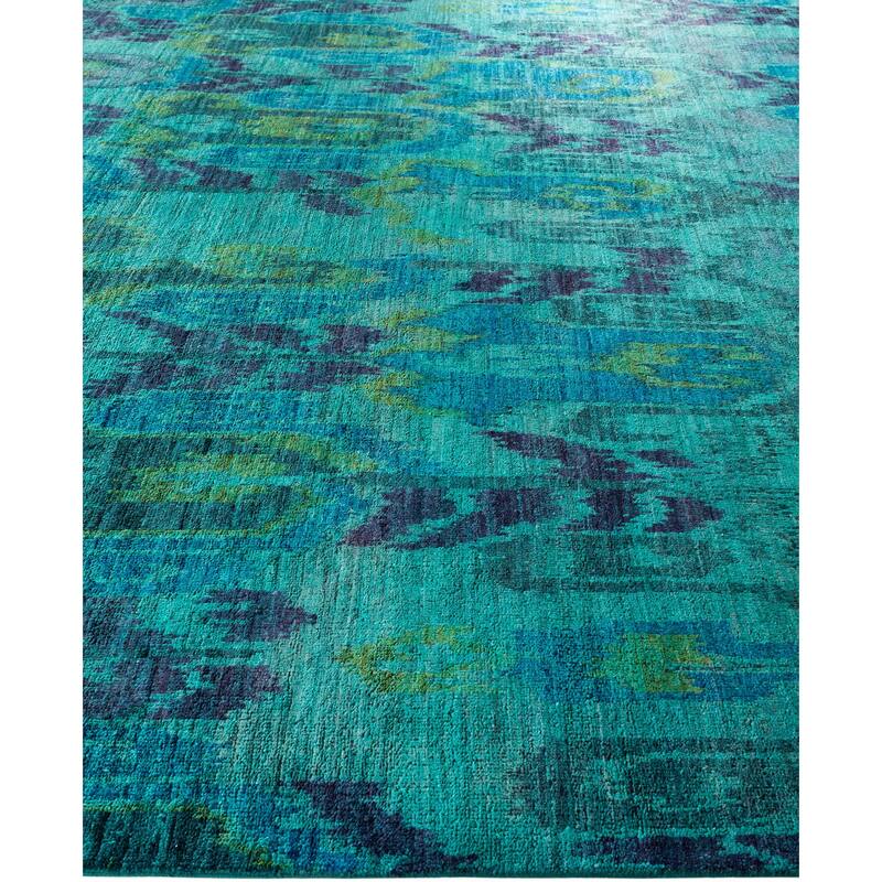 Overdyed One-of-a-Kind Hand-Knotted Square Area Rug - Green - 11' 9" x 12' 1"