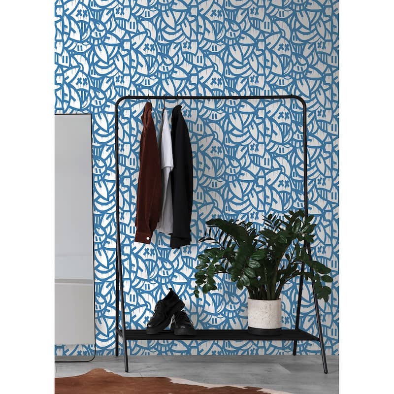 Arm of Casso Blue Bold Arrangements Peel & Stick Wallpaper