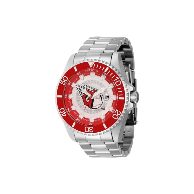 Invicta Men's 43461 MLB Cleveland Guardians Quartz Multifunction Red, Silver, White, Blue Dial Watch - Red