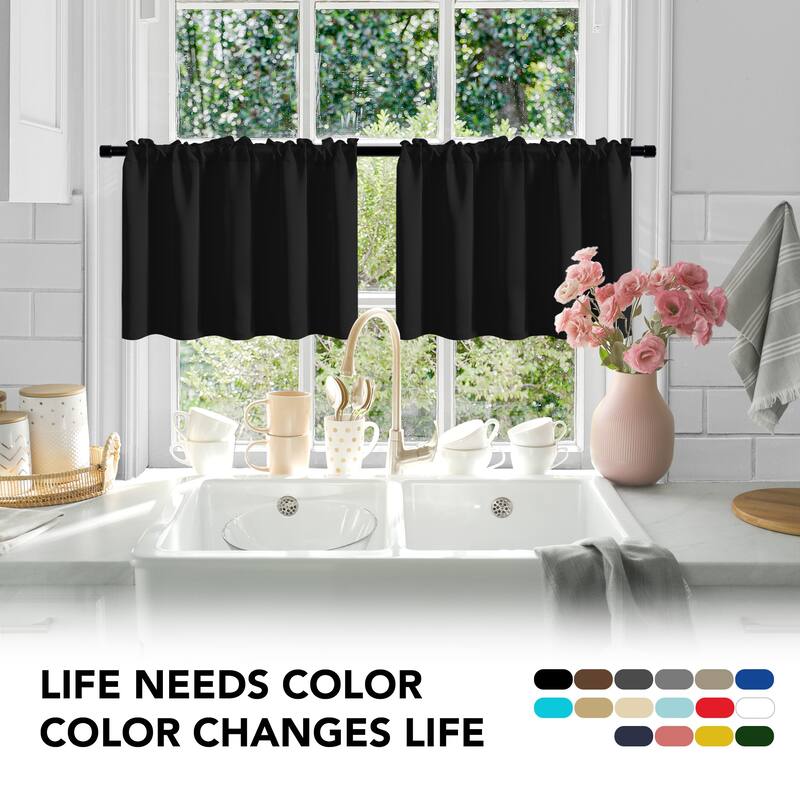 Deconovo Cafe Curtains Rod Pocket Window Short Drapes Tier Pair