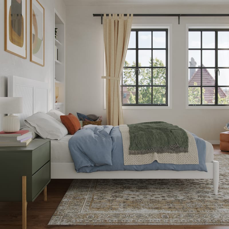Berkshire Full Solid Wood Low Profile Platform Bed in White