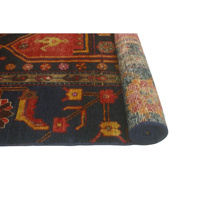 Noori Rug Vintage Distressed Bahman Rust/Charcoal Runner - 4'4" x 7'10"