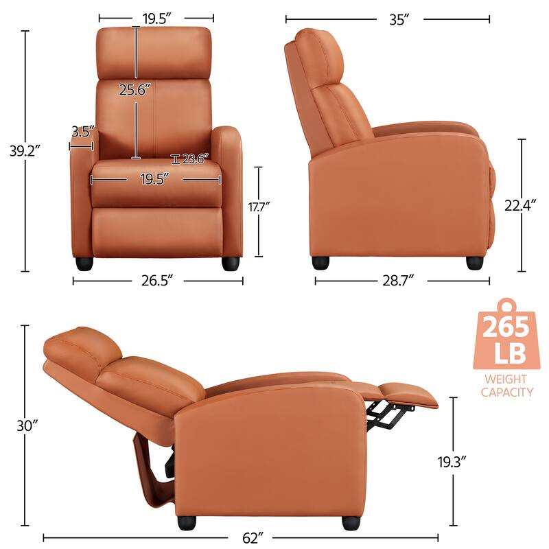 Yaheetech Recliner Chair PU Leather Adjustable Reclining Chair Sofa
