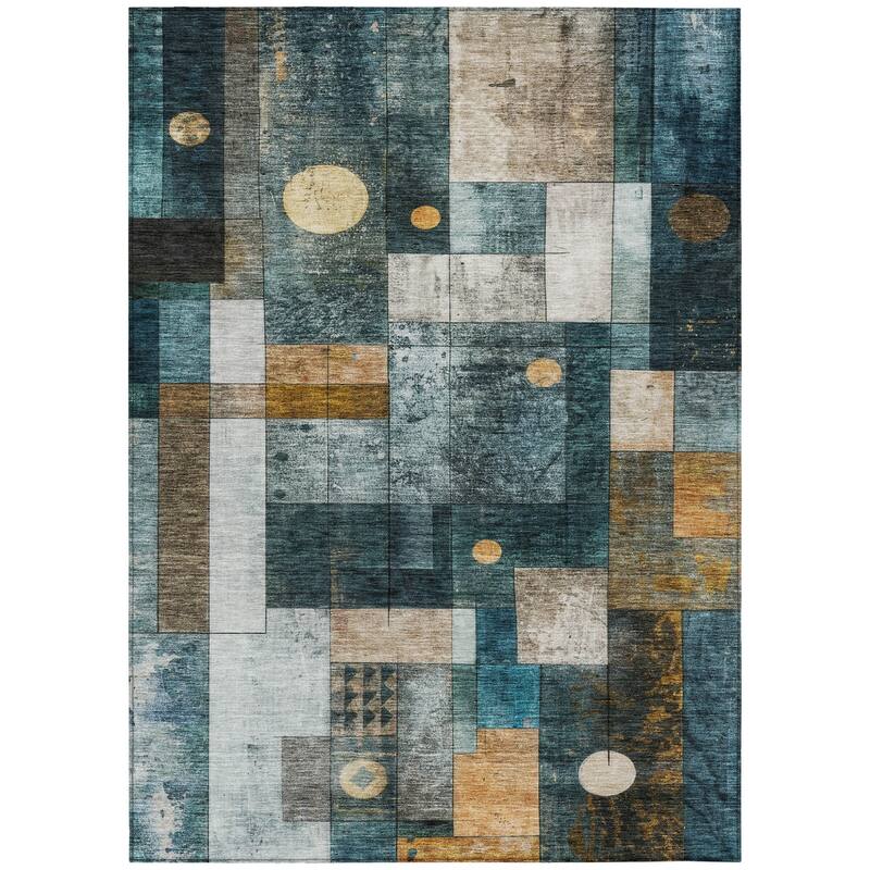 HomeRoots Geometric Transitional Rectangle Outdoor Rug