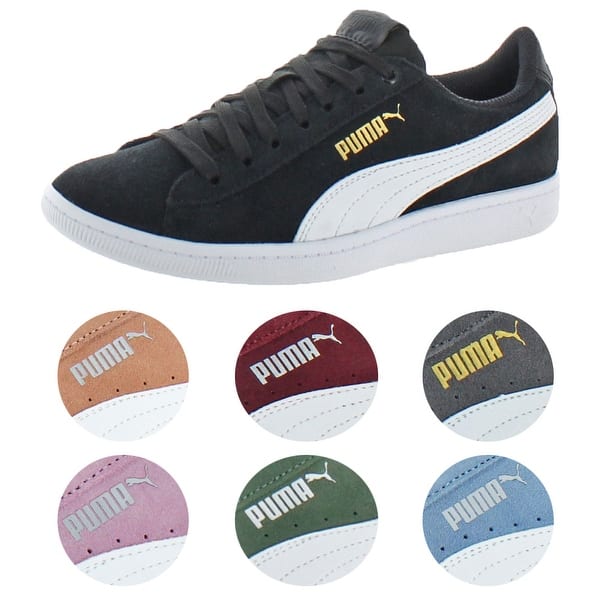 Shop Puma Vikky Women S Suede Softfoam Court Low Top Fashion Sneaker Shoes Overstock 23446387 Gray Violet Puma White 10 5 Medium B M
