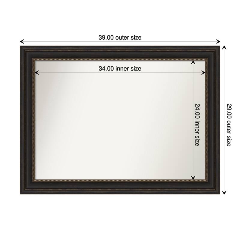 Accent Bronze Framed Non-Beveled Custom Wall Mirror, Bathroom Vanity Mirror - Outer Size: 39 x 29