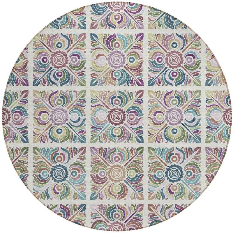 HomeRoots Medallion Transitional Rectangle Outdoor Rug