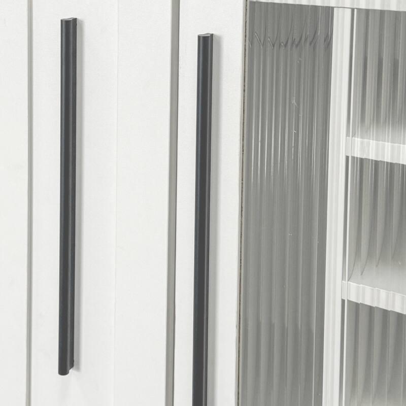 Farmhouse Storage Cabinet Pantry Organizers with Glass Door and Multi-tier Shelf