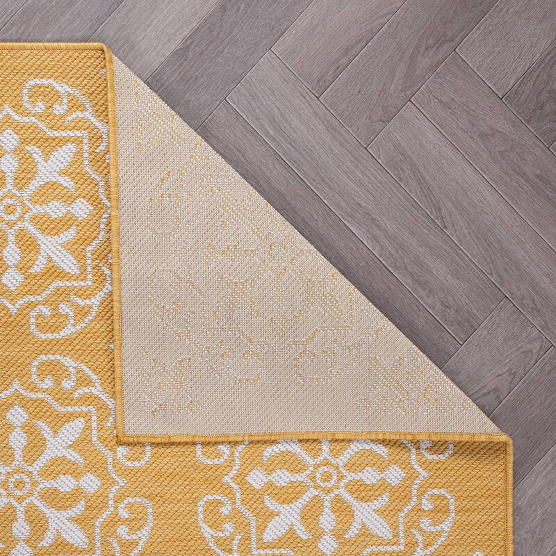 World Rug Gallery Transitional Geometric Textured Flat Weave Indoor/Outdoor Area Rug