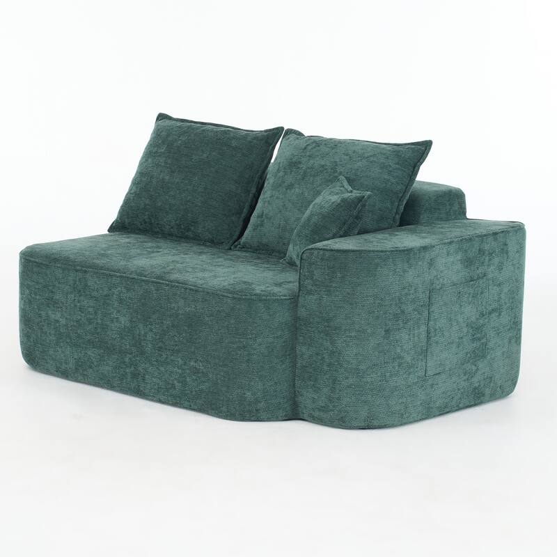 L Shaped Modular Sectional Sofa with Chaise Lounge, Chenille Upholstered Cloud Couch, Full Compressed Corner 4 Seat Sofa