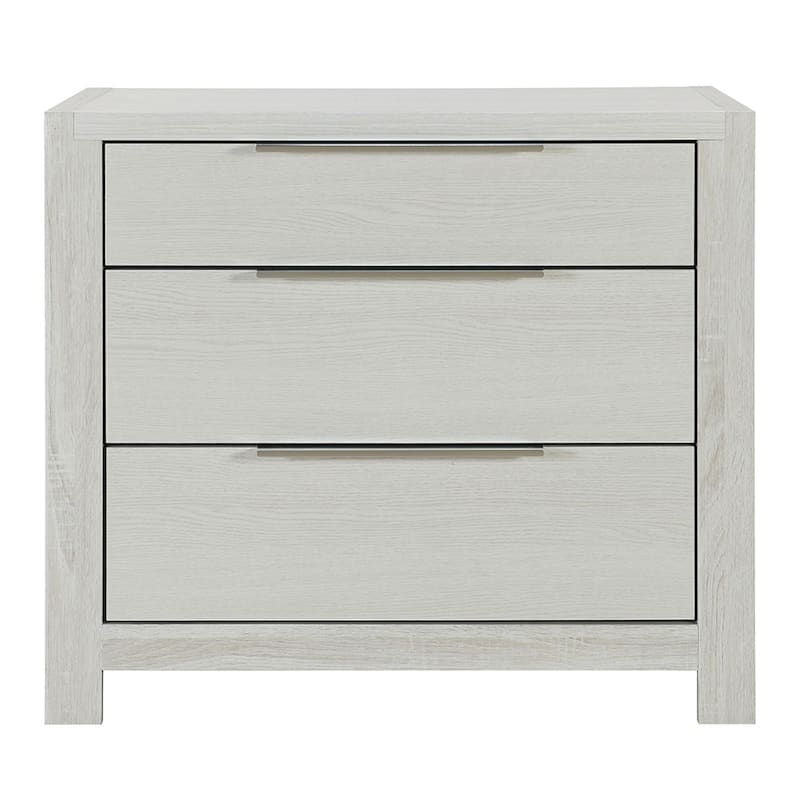 Transitional Beige Nightstand with 3 Drawers, Wooden Bedside Cabinet for Bedroom Storage