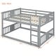 preview thumbnail 3 of 22, Full Over Full Bunk Bed Low Bunk Bed Frame for Kids, Solid Pine Wood Bunk with Ladder, Full-length Guardrails Floor Bed Frame