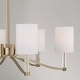preview thumbnail 3 of 2, 40" W x 18.5" H 6-Light Chandelier in Matte Brass with Clear Acrylic Accents and Cylindrical White Fabric Shades - 32"W x 10.5"H