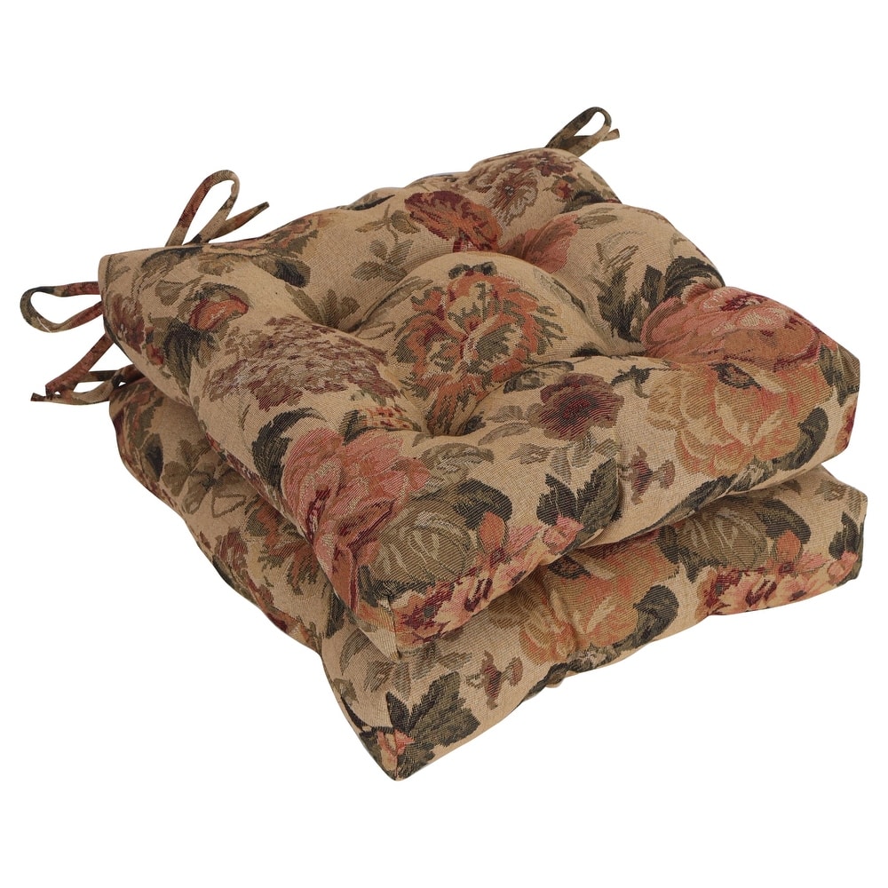 16-inch Square Woven Tapestry Tufted Chair Cushions (Set of 2 or 4) - 16 x 16