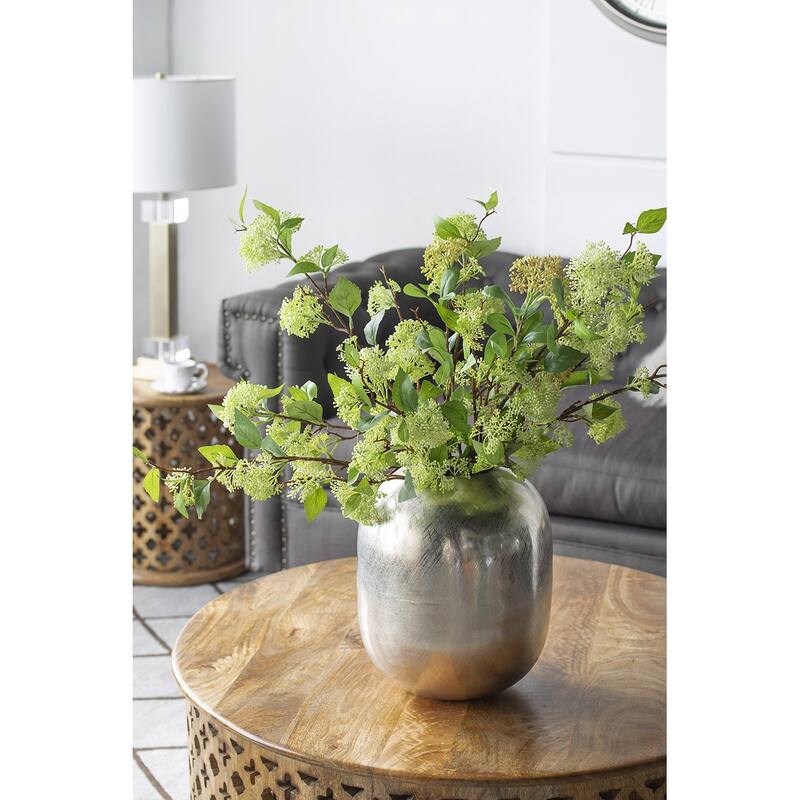 10.5x10.5x13" Aluminum Vase with Silver Streak Finish Modern Home Decor - Silver