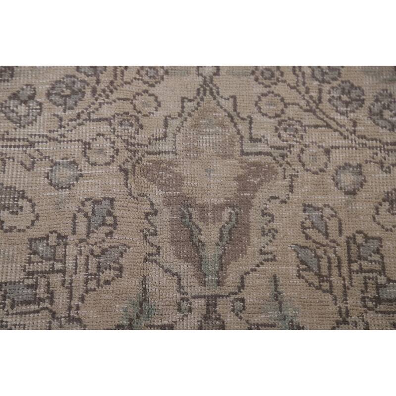 Hand Knotted Oriental 100% Wool Carpet Traditional Floral Beige & Ivories Tabriz Area Rug - 9' 3'' X 6' 4''