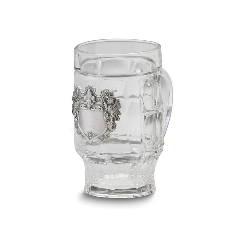 Curata Pewter Engravable Fleur De Lis Crest 17 Ounce Glass Mug