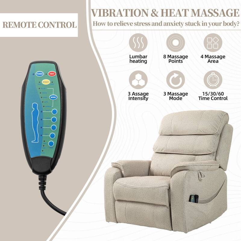 Deluxe Version Dual Motors Power Lift Recliner,Lay Flat 74.8 " Length,100% Polyester,Message/Heat,Eazy Assemble