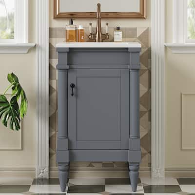 18-Inch Bathroom Vanity with Sink, Storage Cabinet with Door, Freestanding Cabinet, Single Sink Cabinet with Adjustable Shelf
