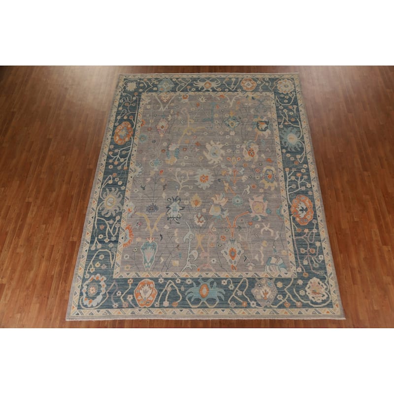Turkish Oushak Vegetable Dye Area Rug Hand-knotted Wool Carpet - 9'3"x 11'10"