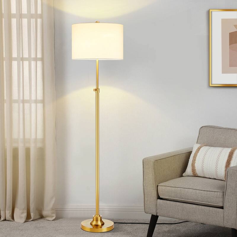 KAWOTI 63.5" Standard Adjustable Floor Lamp with Fabric Linen Shade
